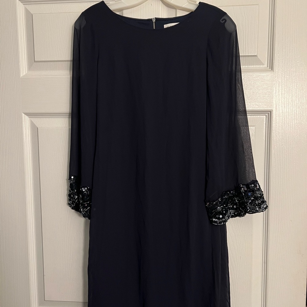 Calvin Klein Navy Dress with Sequin Accents